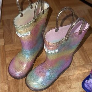 Kids light up Rainbow Glitter Rain Boots
